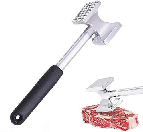 OUZHOU Meat Tenderizer, Double Sided Heavy Duty Round Meat Hammer Kitchen Tool Suitable for Steak, Chicken, Fish, Pork, Hammer Meat Tenderiser Beef Chicken Breast Nut Cook Cooking Enthusiasts