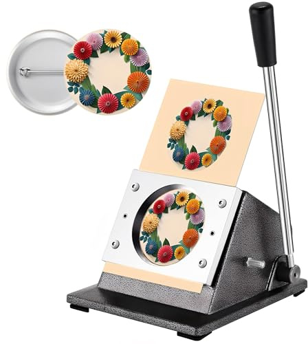 3 inch Button Cutter Tool, WQV Heavy Duty Round Circle Graphic Badge Paper Button Puncher Die Cutter, Manual Long Lever for Paper Cloth Film Metal Fabric <0.8mm Thick