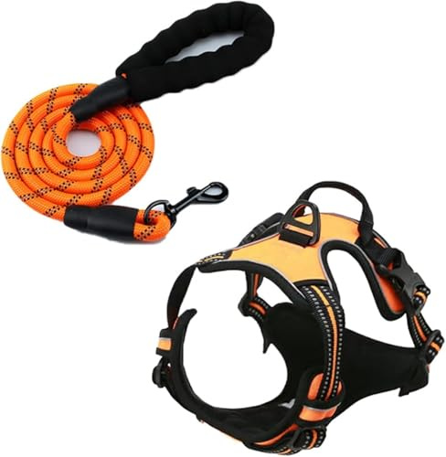 Arnés Perro Grande Mediano Pequeño, Arnés Ajustable y Transpirable, Reflectante y Resistente, Tipo Chaleco para Perros con Correa