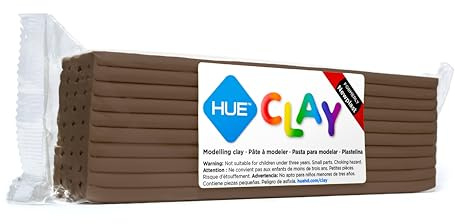 HUE Clay (Formerly Newplast) 500g Brown - Non-Drying Modelling Clay | Firm, Reusable, Oil-Based, One Colour Layered Clay Bar, Stop Motion Animation, Hobbyists & Sculptors