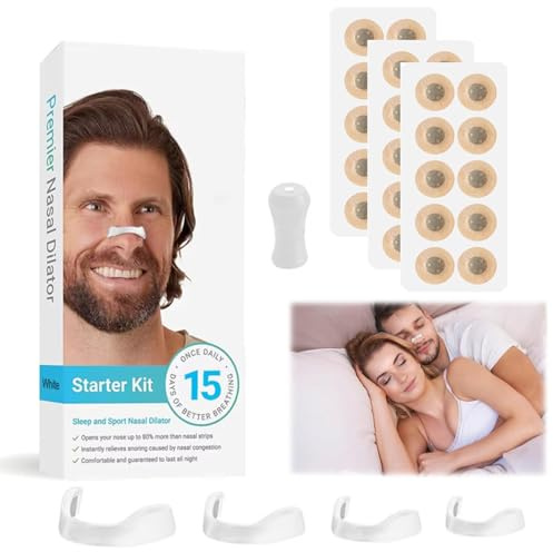WUBAYI Lot de 30 pansements nasaux blancs anti-ronflement – Bouchons anti-ronflements pour une meilleure respiration – Bandes nasales douces pour la peau avec soutien respiratoire, idéal pour les
