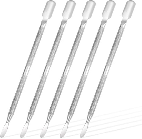5 Pcs Dual-Sided Cuticle Pusher Set, Professional Stainless Steel Nail Care Tools for Manicure & Pedicure, Cuticle Pusher Tool for Professional Salon & Home Manicure