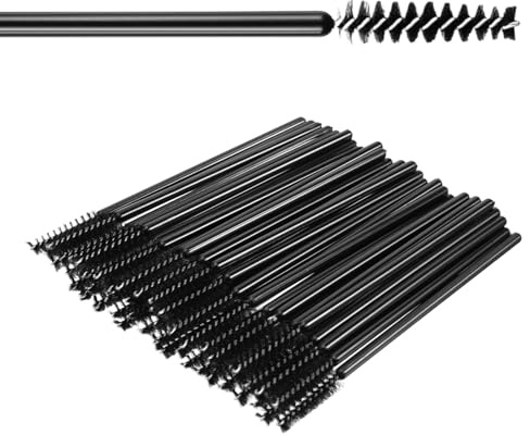 100Pcs Disposable Eyelash Brushes Mini Mascara Wands Brush Spoolies Small Makeup Brush Applicators for Eyelash Extensions (Black)