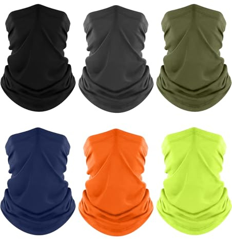 Fuinloth Neck Gaiter, 6 Pack Cooling UV Protection Bandana Face Mask Gator