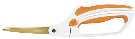 Fiskars Easy Action 8 Titanium Scissors - Stainless Steel Fabric and Mixed Media Scissors - Arts and Crafts - Orange/White