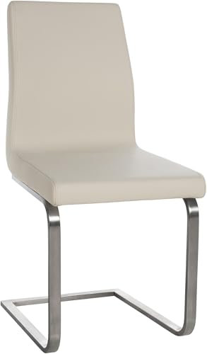 CLP Esszimmerstuhl Belfort Kunstleder Freischwinger I Moderner Schwingstuhl Mit Gepolsterter Sitzfläche & Hoher Rückenlehne, Farbe:Creme
