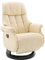 Robas Lund Relaxsessel Calgary Comfort L , bis 130 kg belastbar, drehbarer Fernsehsessel mit Liegefunktion, Echtleder creme, Gestell Holz schwarz