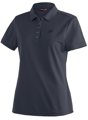 Maier Sports Ulrike, Damen Poloshirt, Leichtes Piqué-Funktionspoloshirt für Wandern und Freizeit, dryprotec Technologie, Atmungsaktiv, NFC-Chip für einfaches Recycling, Dunkelblau, 46