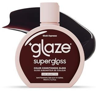 Glaze Glänsande färgförbättrade balsam, 190 ml (2–3 användningar), prisbelönt hårglansbehandling och halvpermanent hårfärg, garanterade resultat på 10 minuter, elegant espresso