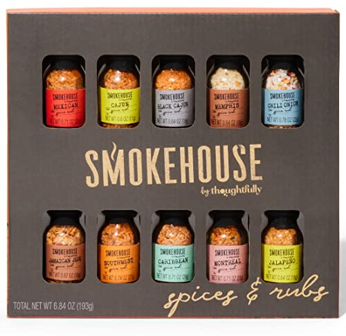 Smokehouse by Thoughfully Gourmet-Grillgewürzset in Mini-Glasflaschen, vegan und vegetarisch, Geschenkset mit verschiedenen Geschmacksrichtungen, 10er-Pack