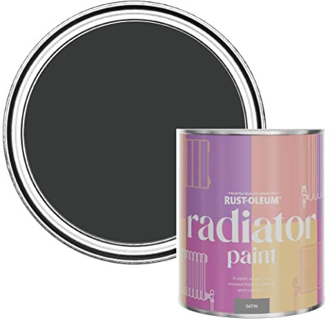 Rust-Oleum Black Heat Resistant Radiator Paint in Satin Finish - Natural Charcoal (Black) 750ml
