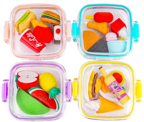 Offcup Suddgummi Set - 20 Mini Suddgummin För Barn i Låda, Fina Roliga Presenter För Gäster, Födelsedagspresent, Färgglada Penna Radergummi | mini suddgummi trevlig mat roliga suddgummin födelsedagspresent färgglad penna