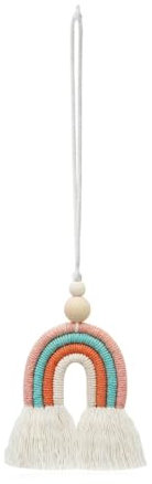 BCZR Pendentif Voiture Tressé Bohème, Pendentif Corde en Coton Arc-en-Ciel,Decoration Voiture,Accessoire Voiture Interieur,Deco Voiture,Pendentif De Rétroviseur De Voiture