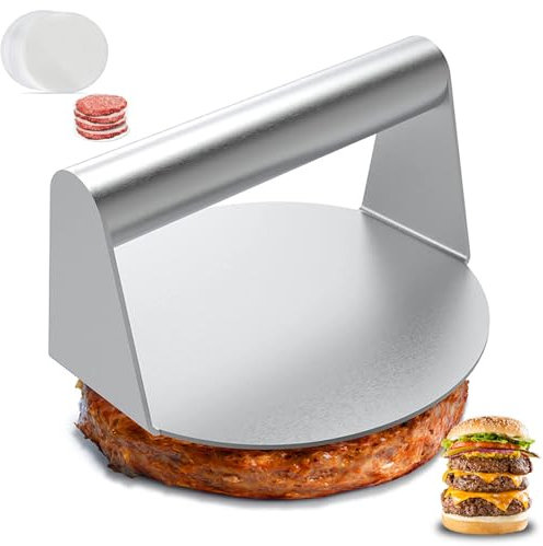 Pressa per hamburger da 5,5 pollici, Pressa hamburger in acciaio inossidabile 304, Rotondi Stampo per burger antiaderente per padella, Smash Burger per impieghi gravosi per Patty, Cucina e BBQ