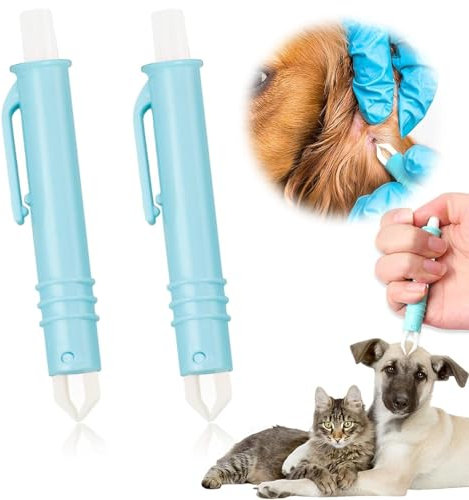 Jormftte 2 Stück Automatische Zeckenzange,Zeckenentferner Set Für Hunde Katze, Einfacher und Sicherer Zeckenentferner für Haustier und Menschen (Hellblau)