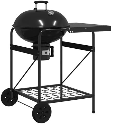 vidaXL Parrilla Portátil para Exteriores con Carro Resistente para Barbacoas | Acero Negro, Capacidad para 5 Personas, Diseño Rectangular Moderno, Ideal para Jardines, Balcones y Reuniones, Cocina de