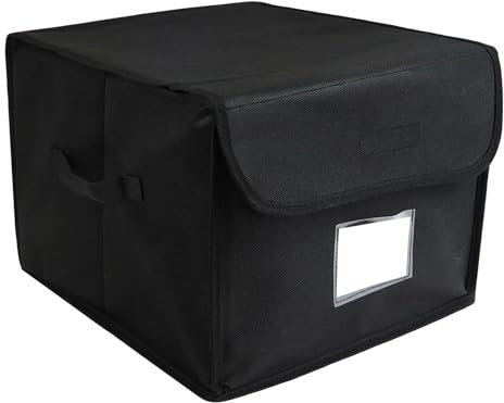 bruwaa Faltbare Aufbewahrungsbox mit Deckel, Hängeregistraturbox im A4-Format mit großem Fassungsvermögen, Kartoninnenseite und Griffen, geeignet für die Aufbewahrung zu Hause und im Büro