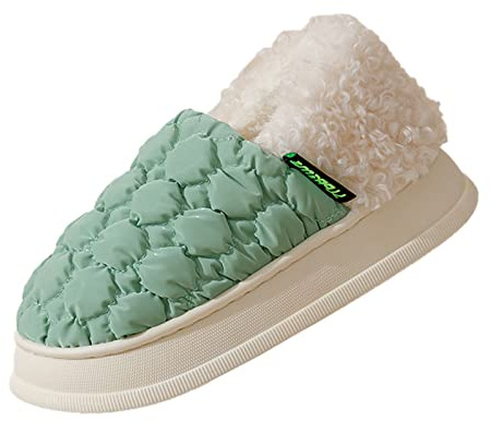 Tofflor dam stängda varma – vinterskor dam 41 filttofflor mjuka tofflor unisex tofflor bekväma halkfria tofflor lätta filttofflor bomullstofflor varma stugskor, Grön, 41 EU