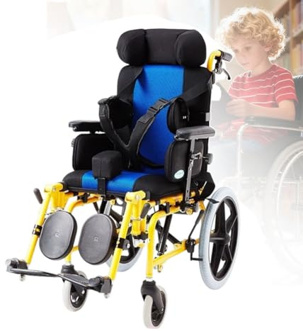 PA-DABAOO Fauteuil Roulant Pour Enfant Atteint De Paralysie Cérébrale, Fauteuil Roulant Pliant Entièrement Inclinable/Semi-Inclinable, Fauteuils Roulants Légers Pliants,Standard