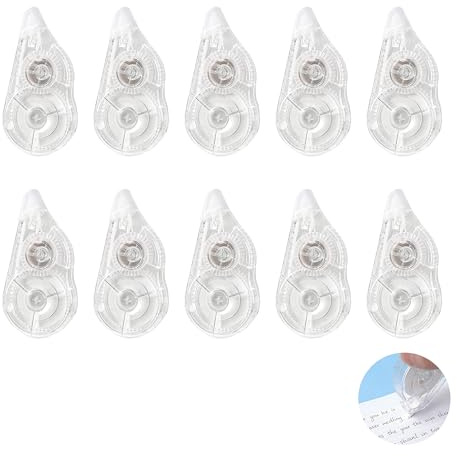 10 stycken musrullar, korrigeringsrullar, set mini med skyddskåpa, roller mus korrigeringstejp för barn, studenter, kontor, hem, skola, kontorsanställda, lätt att använda (transparent)