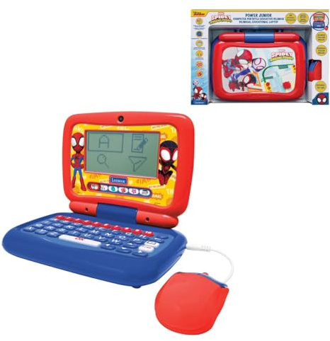 Lexibook, Laptop Educativo Bilingue Parlante Spidey, 40 Attività, 6 Categorie di Apprendimento, Storie Animate, Metodo di Lettura, Tastiera e Mouse Realistici, Blu/Rosso, JC398SPi5LXB