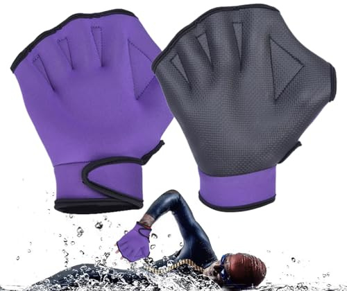Water Mittens Swimming Gloves, Men Swimming Gloves, Swim Training Diving Gear with Design, No Fading Rubber Mittens, Fitness Water Resistant Tool for Swimmings Exercise Training Accessory