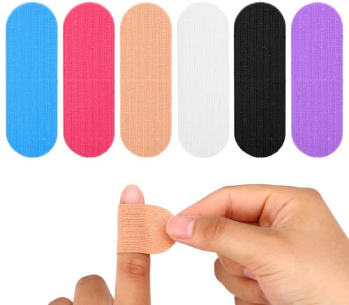 60pcs Skin Picking Finger Protection Tapes, Soft Cotton Self Adhesive Skin Picking Finger Bandage Wrap Covers Comfort Anti-Picking Caps for Nail Biting & Cuticle Prevention (6 Colors)