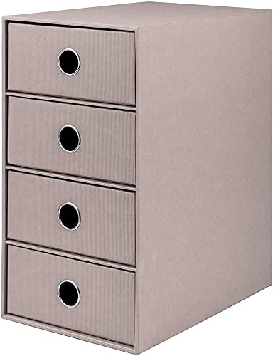 Rössler SOHO 4er Schubladenbox aus Papier | Büro Organizer Schreibtisch | Schubladen Organizer Büro Zubehör & Bürobedarf | Schreibtisch Organizer Box | 18 x 25 x 32 cm | 1 Stück | Farbe: Taupe