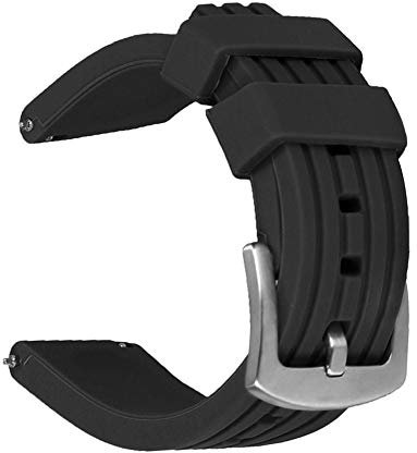Weimob Silikon Uhrenarmband Silikonarmband Uhrband 24mm Silikon Smartes Uhrenarmband Taucherarmband Schwarz Schnell-Montierbar Ersatzuhrband Sportlich Uhrenarmbänder 20mm 22mm 24mm