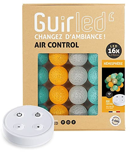 GuirLED - LED Baumwollkugeln Lichterkette USB - Drahtlose Fernbedienung - Baby Nachtlicht 2h - Dual USB 2A Netzteil enthalten - 4 Intensitäten – 16 Kugeln 1.6m - Halbkugel