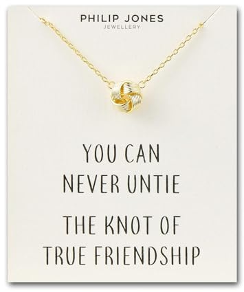 Philip Jones 18k Gold Plated Love Knot Necklace with Quote Card