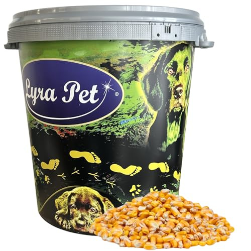 Lyra Pet® 10 kg maïs en Grains, Aliment complémentaire + Seau de 30 L | Riche en glucides, protéines, minéraux & vitamines | Pour oiseaux sauvages & petits rongeurs | Toute l’année