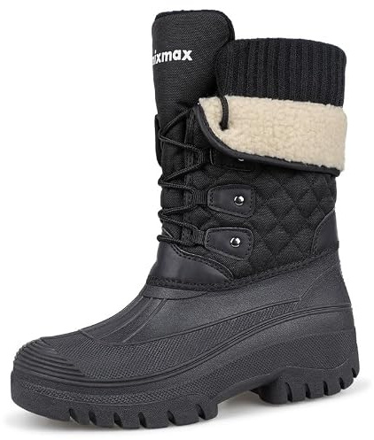 Knixmax Outdoor Bottes Femme Hiver Bottes de Neige Doublées Chaudes Bottes D'hiver à Tige Imperméable et Semelles Antidérapantes