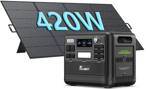 FOSSiBOT F2400 Solargenerator mit Solar panel 400W, 2048Wh, LiFePO4 Tragbare Powerstation, 3 Ausgang AC 2400W (4800W Peak), 1100W Schnellladung, Power Station für Camping, Reisen