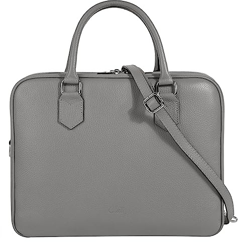 Cluty Aktentasche Echt Leder Damen Made in Italy, Smartphonefach, Business Tasche, Bürotasche mit Reißverschluss, Damen Handtasche aus Leder 021833