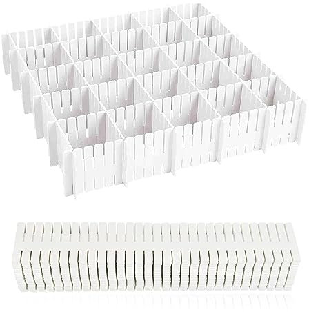 Schubladenteiler, 20 Stücke 32 * 7cm Schubladentrenner, Schubladen Organizer, Verstellbare Schubladen Organisers Separatoren für Makeup Organizer Küchen Bad Büro Weiß