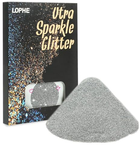 LOPHE Ultra Fine Glitter Powder 100g,Nail Face Body Crafts | Chunky flakes,reflective,for face body nails,resin art,crafts,party,decoration,easy to use
