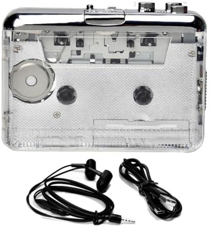 SRMAN 1Set USB Cassette Capture Radio Player Cassette a MP3/CD Type-C Audio Music Player Trasparente