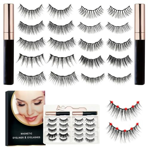 Wintfarm Set di ciglio finte magnetico – 10 paia di ciglia magnetiche con 2 eyeliner