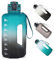 GEMFUL 2.2 Liter Trinkflasche Training Groß Gym Bottle mit Griff BPA Frei mit Zeitmarkierungen für Fitness Yoga Camping (grün schwarz)