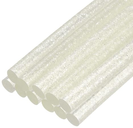QUARKZMAN Mini Bastoncini di Colla a Caldo per Pistola Colla 7mm x 100mm Glitter Trasparente Bianco 12pz
