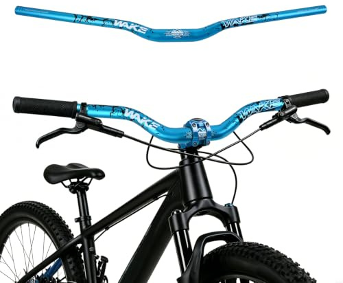 WAKE Manubrio per Bicicletta 31,8mm*720mm in Lega di Alluminio Extra Lungo Largo Manubrio bici 30mm Riser Bar per Bici da Strada Mountain Bike MTB (Blu)