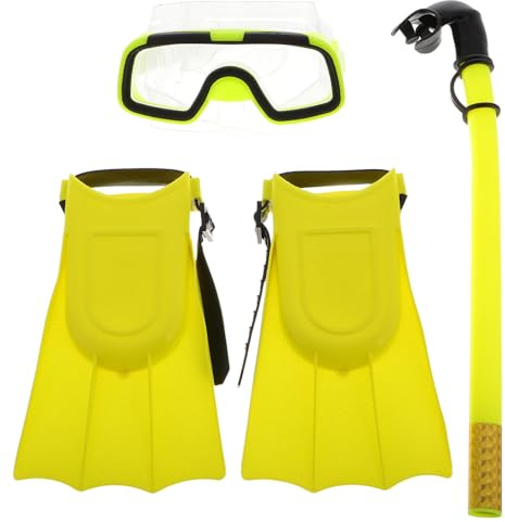BELLIFFY Set Complet de Plongée Garçon Fille avec Lunettes Anti-buée Tuba Sec et Nageoires Flottantes pour Entraînement Natation et Snorkeling