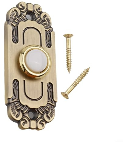 HanOaki Metal Doorbell Switch Lighted Push Button Antique Bronze Finish Weather Resistant Wired Entry System Easy Fit for Front Door Garage Hallway DC12-24V