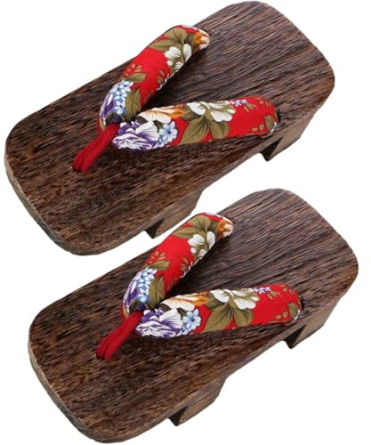 WESIEVYA Pantofole da Interno Giapponesi in Legno Zoccoli Sandali Eleganti Stile Tradizionale Scarpe Estive Delicate per Donne Adatte per Passeggiate e Occasioni Casual