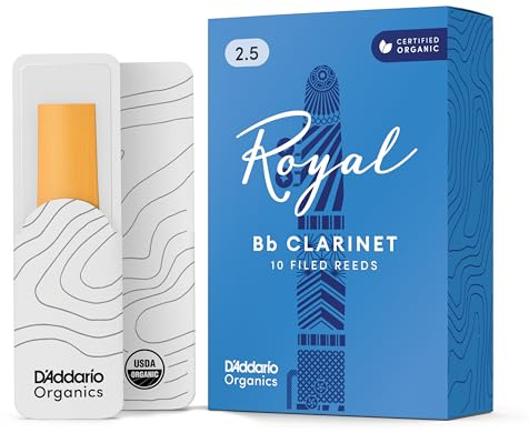D'Addario Royal Organic Cañas para Clarinete Sib Fuerza 2.5, Paquete de 10
