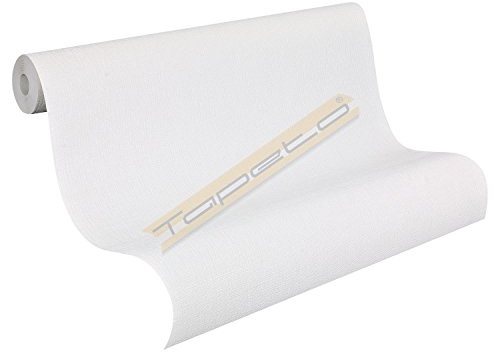 A.S. Création Vliestapete 10,05 m x 0,53 m - Textilstruktur Weiß, Grau - einfarbige Tapete Made in Germany - 249425