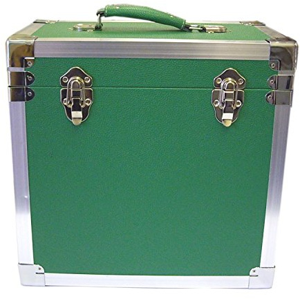 Steepletone Scatola da dj in volo per dischi, LP ed album in vinile, colore: verde