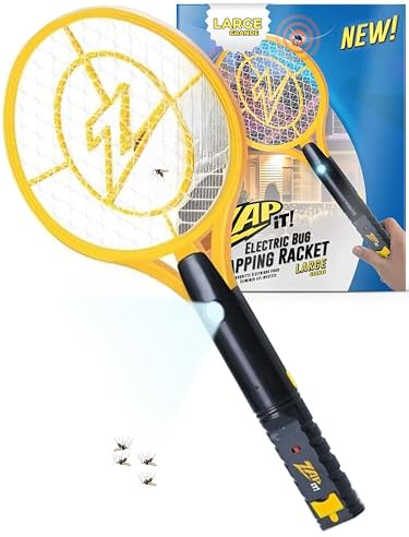 ZAP IT Bug Zapper Electric Fly Swatter Racket - High Power 4,000 Volt Indoor Mosquito Zapper - USB Rechargeable Bat for Indoor and Outdoor Use - Portable Mini Electric Bat for Flies - Medium, Yellow