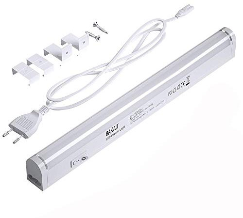 BAKAJI Lampada Luce Sottopensile Cucina Lunghezza 30cm Barra LED 4W Bianco Naturale 4000K Alta Luminosità 330LM Faretto Slim Sotto pensile Risparmio Energetico per Mobili prolungabile (30 cm)